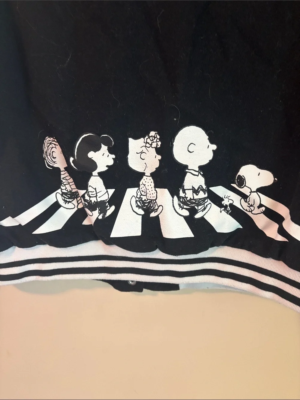 Justice Black & White Snoopy Varsity Jacket Size x-large (16-18)